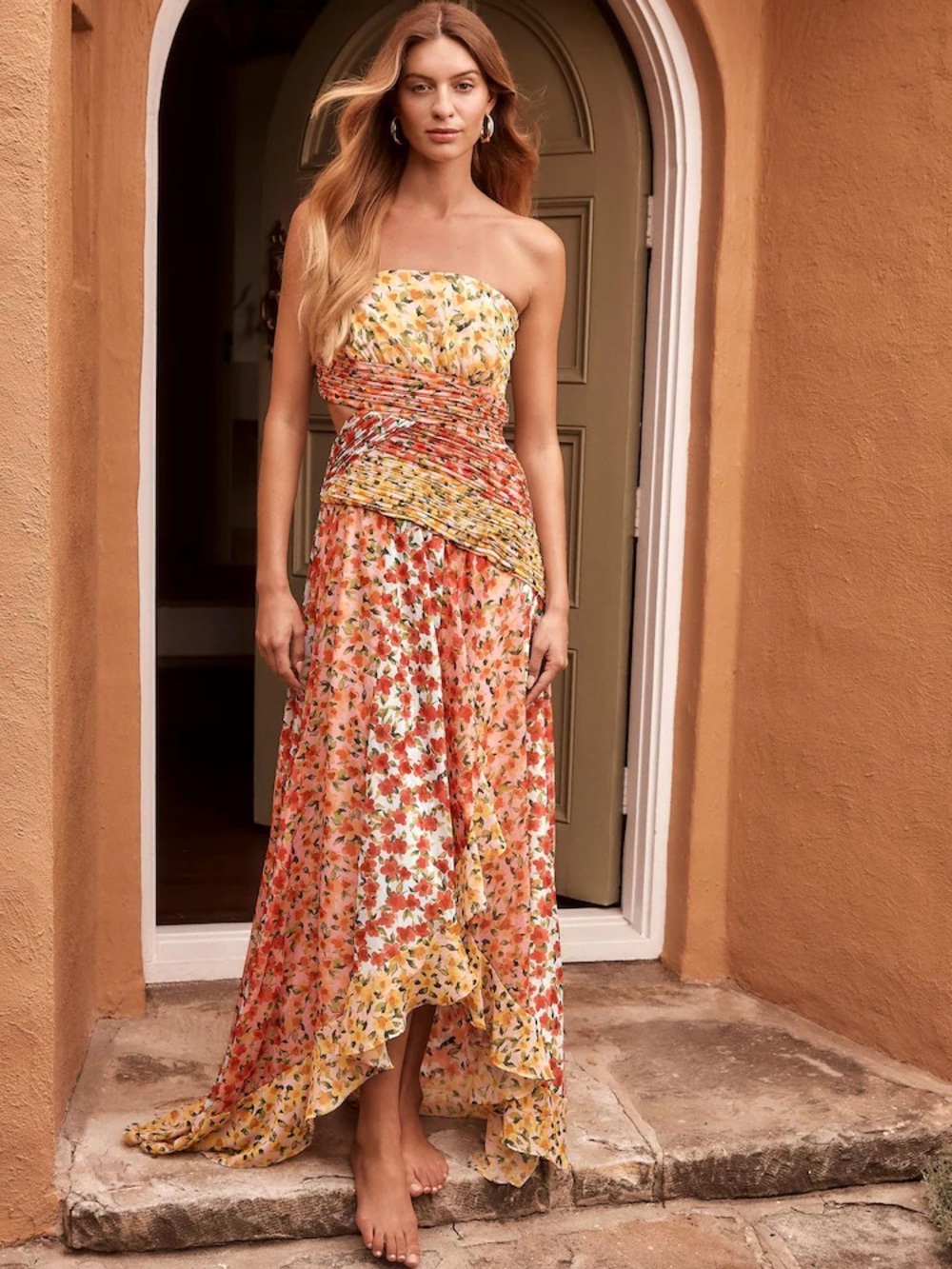 Evernew Nola Splice Ditsy Maxi Dress - size 4